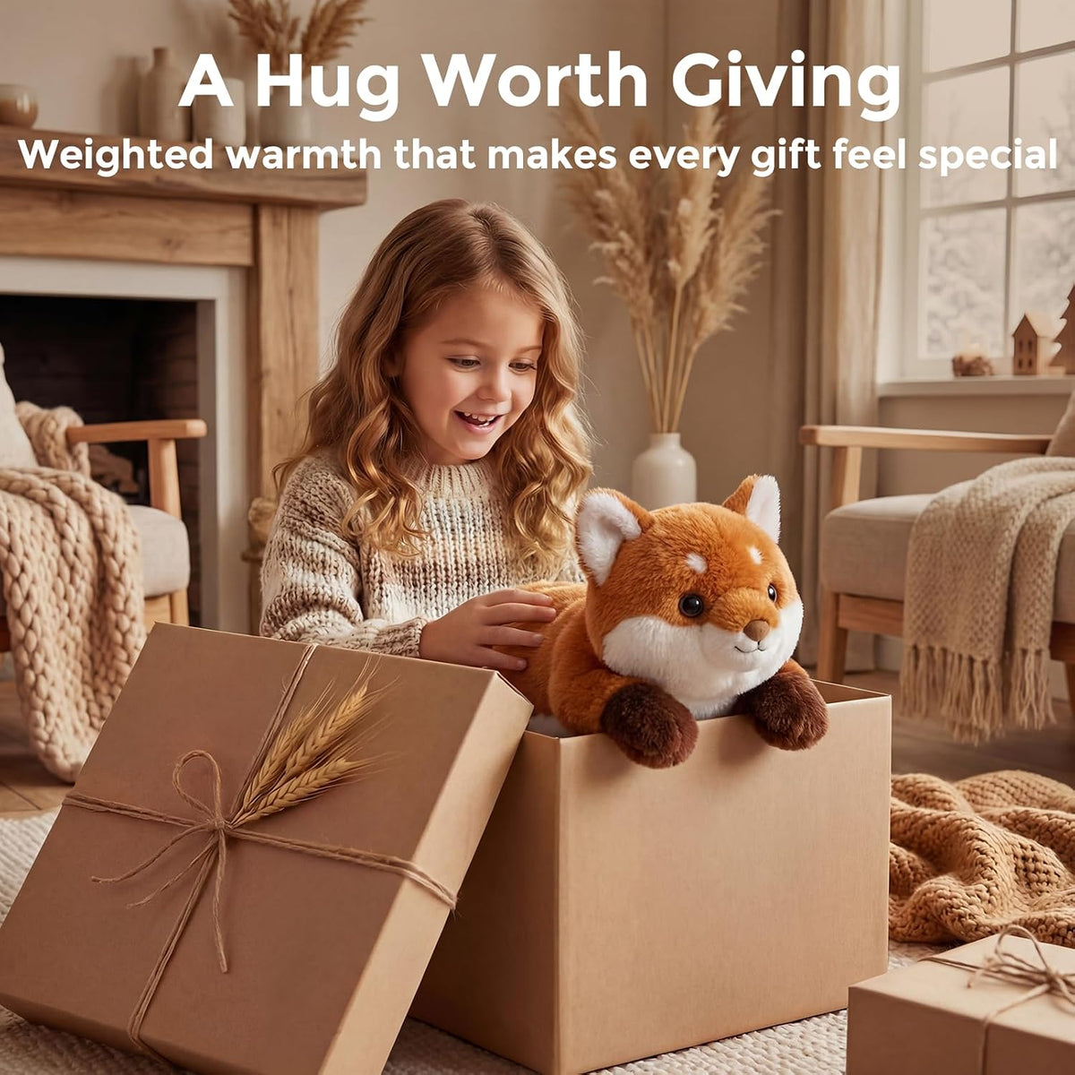 Weighted Stuffed Animals Fox Plush, Heatable Coolable, 2-5Lbs, 23In