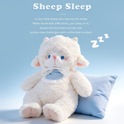 Lamb Stuffed Animals White Lamb 14.6 Inches Sheep Plush with Blue Eyes, Soft Baby Gift for Kids Girls Women Birthday.