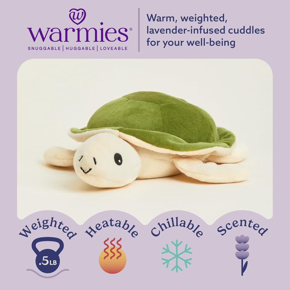 Junior 9” Turtle Stuffed Animal, Microwavable Heated Plushies and Weighted Soft Plush Toys