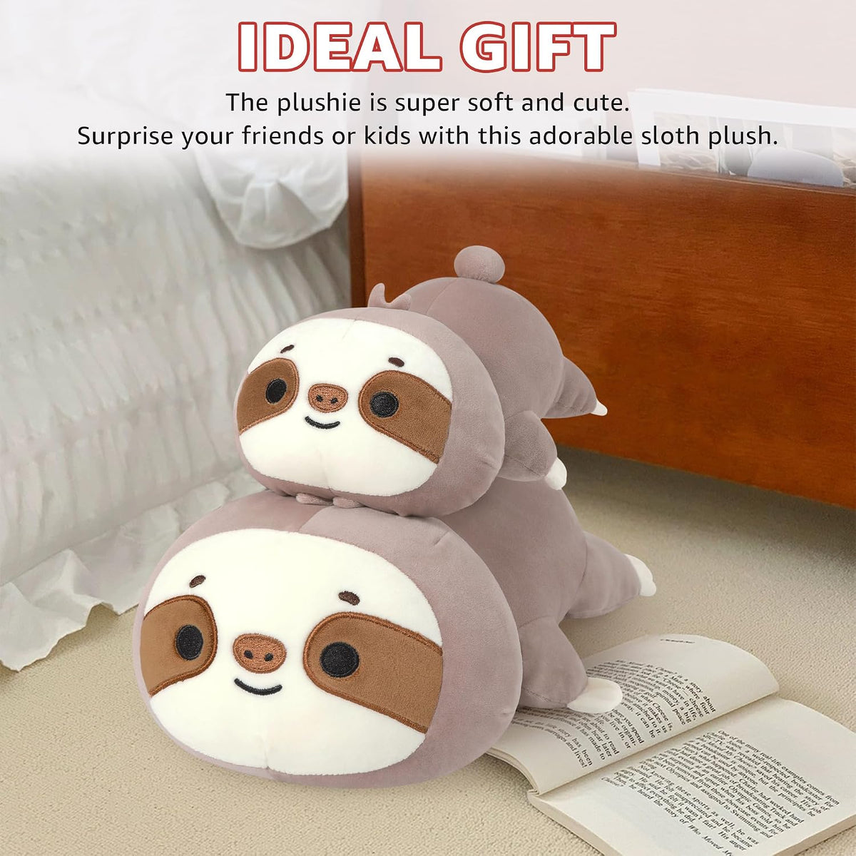 Original Weighted Sloth Plush, Cute 13.8"|1.8 Pound Hugging Sloth Weighted Stuffed Animal, Soft Collectible Plushies Pillow Toy Gift for Kids & Adults