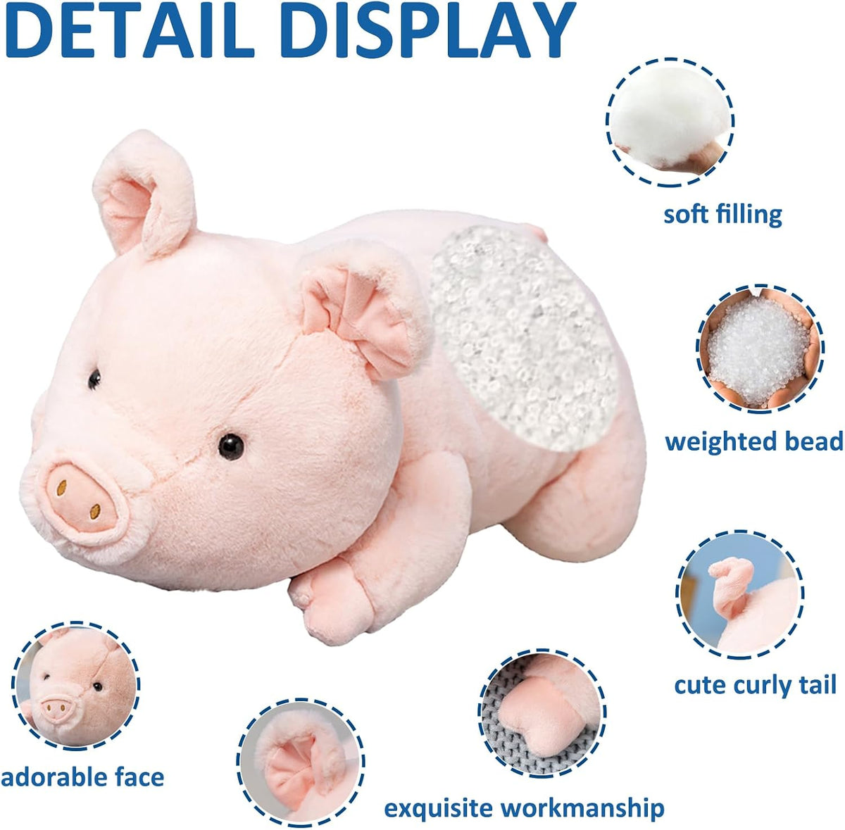 Poppy weighted pig plush toy