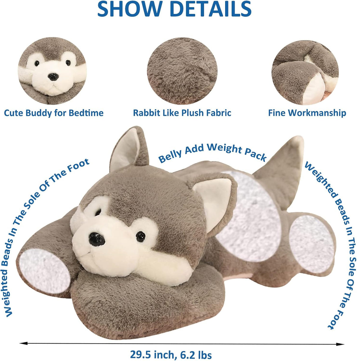 Husky weighted husky plush toy