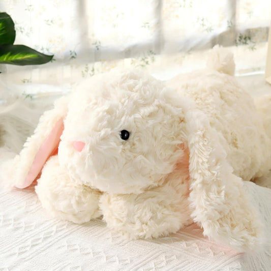 10Lbs Weighted Bunny Stuffed Animal, 27.5" Sturdy Soft Beige Rabbit Plush Toy for Adults, Huggable Companion for Cuddling