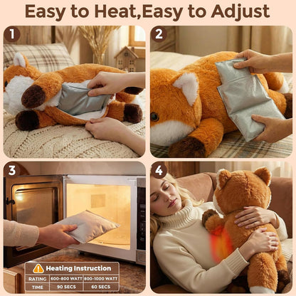 Weighted Stuffed Animals Fox Plush, Heatable Coolable, 2-5Lbs, 23In