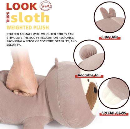 Original Weighted Sloth Plush, Cute 13.8"|1.8 Pound Hugging Sloth Weighted Stuffed Animal, Soft Collectible Plushies Pillow Toy Gift for Kids & Adults