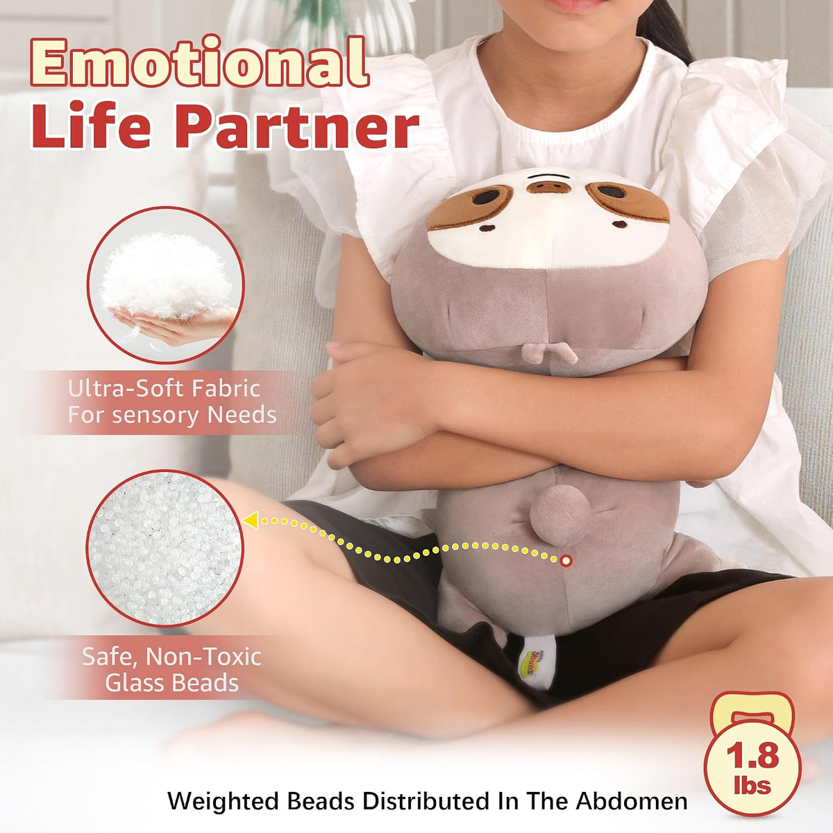 Original Weighted Sloth Plush, Cute 13.8"|1.8 Pound Hugging Sloth Weighted Stuffed Animal, Soft Collectible Plushies Pillow Toy Gift for Kids & Adults