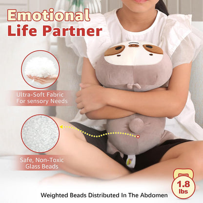 Original Weighted Sloth Plush, Cute 13.8"|1.8 Pound Hugging Sloth Weighted Stuffed Animal, Soft Collectible Plushies Pillow Toy Gift for Kids & Adults